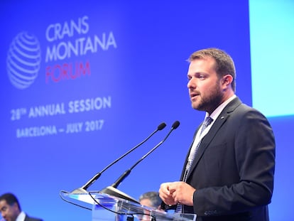 Gerard Figueras, en el foro Crans Montana de Barcelona, en 2017.