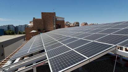 Placas de autoconsuno solar, en Carabanchel (Madrid).