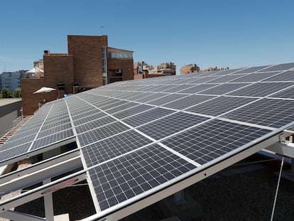 Placas de autoconsuno solar, en Carabanchel (Madrid).