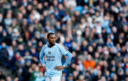 Robinho, durante un partido con el City en 2009.