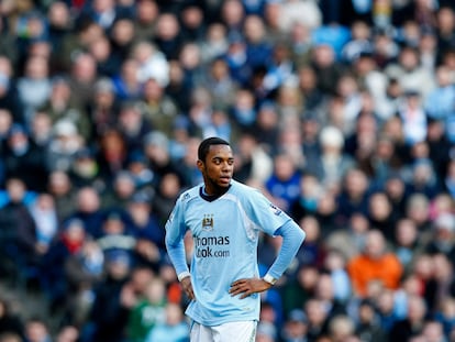 Robinho, durante un partido con el City en 2009.