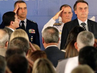 Jair Bolsonaro durante a posse do general Fernando Azevedo e Silva como ministro da Defesa.