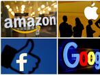 FILE PHOTO: The logos of Amazon, Apple, Facebook and Google in a combination photo. REUTERS/File Photo