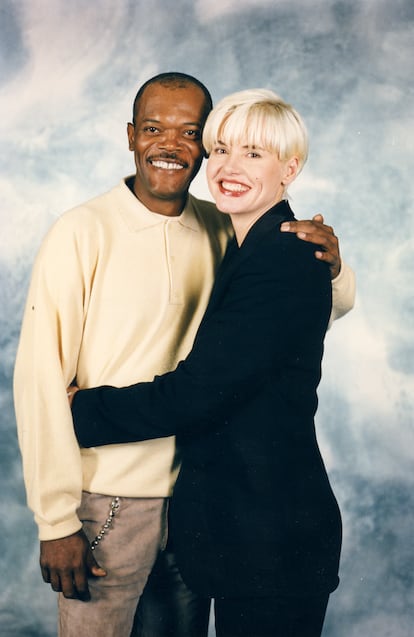 Samuel L. Jackson y Geena Davis, con la que protagoniz 'Memoria letal' (1997).