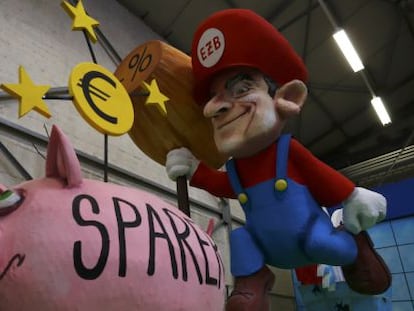 Figura de Super Mario Draghi en el carnaval de Colonia (Alemania).