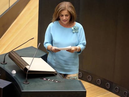Ana Botella, durante su último pleno como alcaldesa, en 2015.