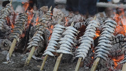 Espetos de sardina a la brasa.