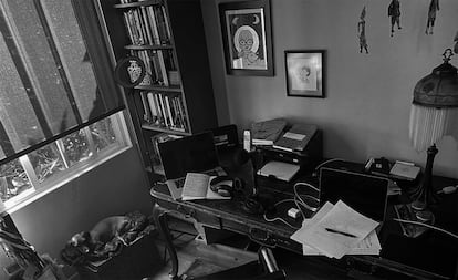 Estación de trabajo en casa de Gabriela Warkentin.