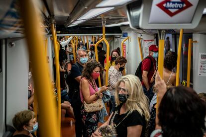 Vagones del metro de Madrid, este 3 de septiembre.