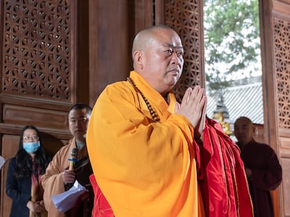 Shi Yongxin, abad del templo Shaolin, el 17 de noviembre de 2020 en Dengfeng, provincia de Henan, (China).