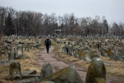 Genadi Kisluk, presidente de la comunidad judía de Berdichev, ya residual, camina por el cementerio judío. 