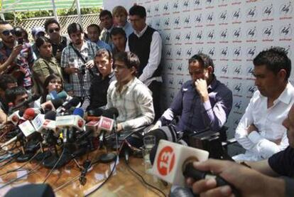 Los futbolistas castigados, durante una rueda de prensa en noviembre.