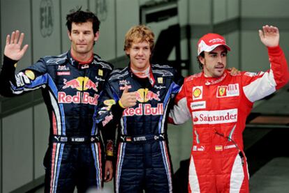 Webber, Vettel y Alonso tras la clasificación