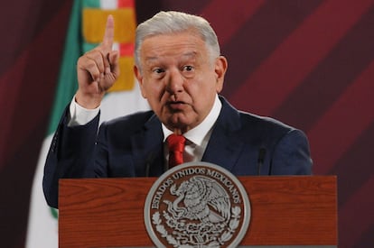 Andrés Manuel López Obrador, presidente de México, durante su conferencia matutina de este miércoles.