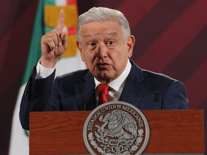 Andrés Manuel López Obrador, presidente de México, durante su conferencia matutina de este miércoles.