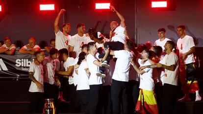 Los jugadores, en Cibeles.