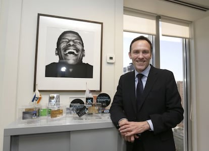 Nicolas Huss, consejero delegado de Visa Europa, durante su visita a Madrid