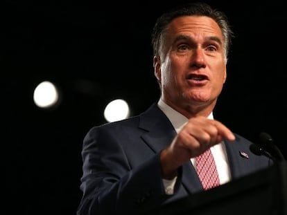 El candidato republicano Mitt Romney, durante su intervenci&oacute;n este martes ante la Convenci&oacute;n de Veteranos de las Guerras en el Extranjero.