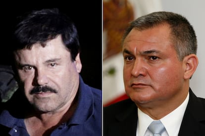 El antiguo líder del Cartel de Sinaloa, Joaquín 'El Chapo' Guzmán, y el exsecretario de Seguridad Pública Genaro García Luna.