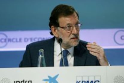 El presidente del Gobierno, Mariano Rajoy, durante su intervenci&oacute;n en la XXX Reuni&oacute;n del C&iacute;rculo de Econom&iacute;a de Sitges.