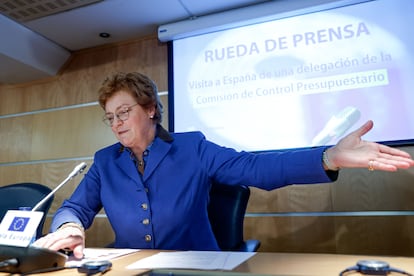 La eurodiputada alemana Monika Hohlmeier, durante su rueda de prensa en Madrid.