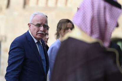 El ministro de Exteriores palestino, Riyad al Maliki, este lunes en Barcelona.