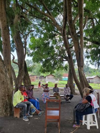 Una charla de promoción de la salud en una comunidad de Goma, RDC.