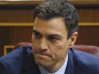 Sánchez durant la sessió de control al Congrés.