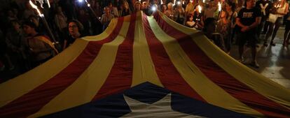 Manifestación independentista previa a la celebración de la Diada.