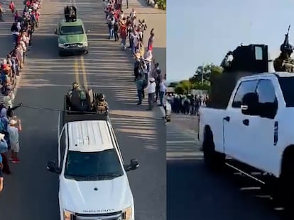 Una caravana con hombres armados del Cartel de Sinaloa entra en un pueblo Chiapas entre aplausos de los vecinos