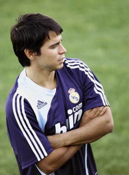 Javier Saviola, en un entrenamiento con el Real Madrid.