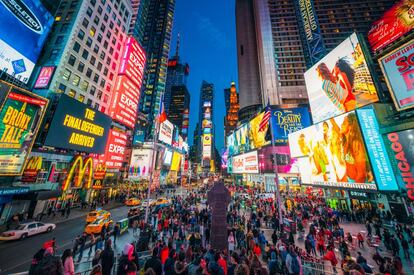 Times Square, epicentro de la fiesta de Nochevieja en Nueva York.