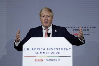 El primer ministro del Reino Unido, Boris Johnson, este lunes en Londres