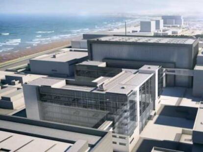 Maqueta del proyecto de central nuclear de Hinkley Poin, al sureste de Inglaterra.