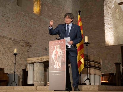 Puigdemont, el lunes en el homenaje a Pau Casals en la localidad francesa de Prada de Conflent.