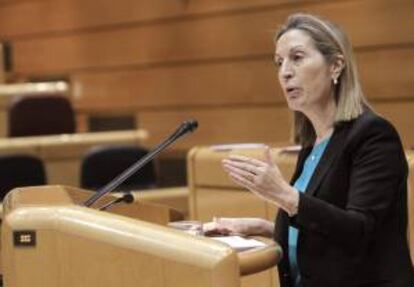 La ministra de Fomento, Ana Pastor, durante su intervención en el pleno del Senado. EFE/Archivo