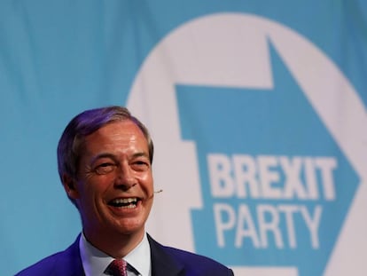 El líder del Brexit Party, Nigel Farage, el martes en Peterborough.