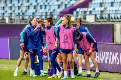 Las jugadoras del Barcelona durante un entrenamiento previo a la final en Gotemburgo.