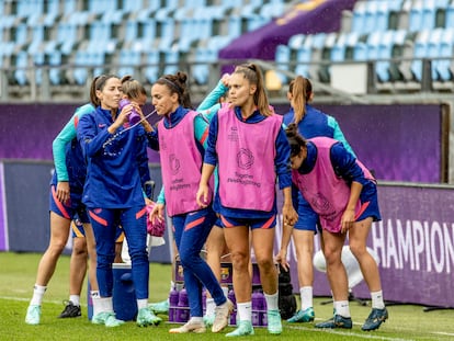 Las jugadoras del Barcelona durante un entrenamiento previo a la final en Gotemburgo.