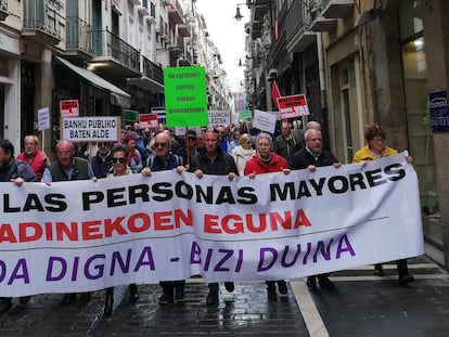 Manifestación de colectivos de jubilados y pensionistas, el 1 de octubre en Pamplona.