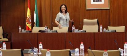 Mar Moreno, consejera de Educación, en el Parlamento andaluz.