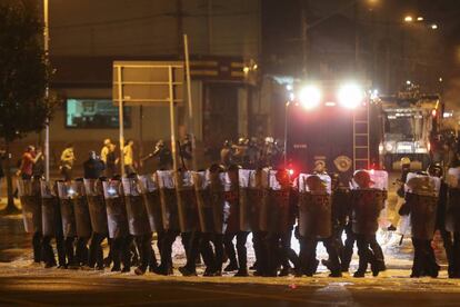 PM atua para dispersar o protesto contra o Governo Temer em São Paulo no dia 4 de setembro de 2016.