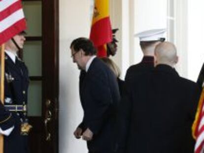 El presidente del Gobierno, mariano Rajoy, llega al ala oeste de la Casa Blanca.