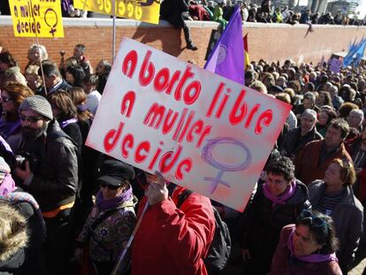 Manifestación a favor del derecho al aborto en Madrid.