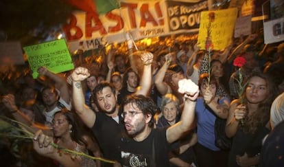 Protesta ante el palacio presidencial en Belem, a las afueras de Lisboa.