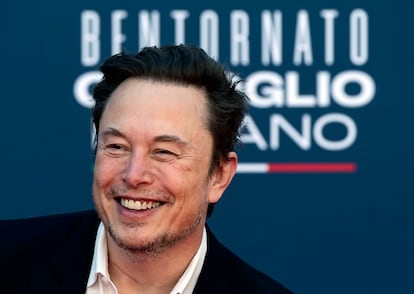 US tech entrepreneur Elon Musk, owner of Tesla, SpaceX and X, attends the Atreju 2023 political festival in the gardens of Castel Sant'Angelo in Rome, Italy, 16 December 2023.