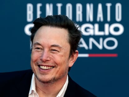 US tech entrepreneur Elon Musk, owner of Tesla, SpaceX and X, attends the Atreju 2023 political festival in the gardens of Castel Sant'Angelo in Rome, Italy, 16 December 2023.