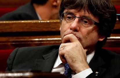 Puigdemont, el 27 de octubre en el &#039;Parlament&#039;.
 
