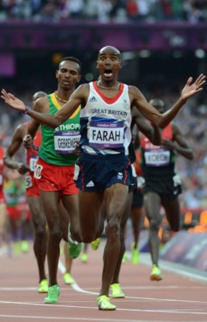 Mo Farah, tras ganar los 5.000 metros en los Juegos de Londres.