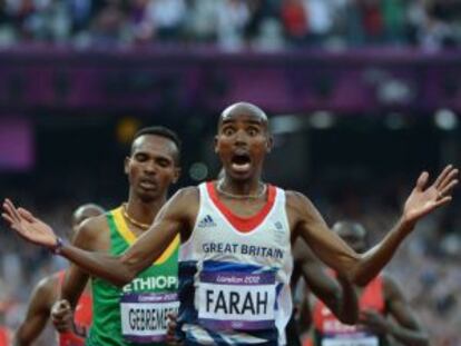 Mo Farah, tras ganar los 5.000 metros en los Juegos de Londres.